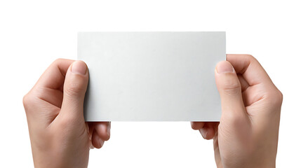 Obraz premium Hands Holding A4 Size Silver Card Isolated on Transparent Background
