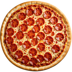 Pepperoni pizza with crust, cheese, and pepperoni toppings. Delicious!