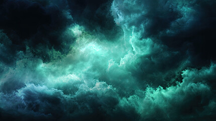 Obraz premium Emerald storm cloud nebula panoramic scene