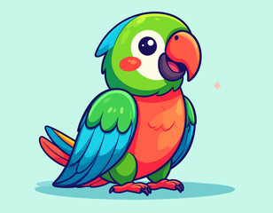 Cute Parrot Cartoon &ndash; Flat 2D Vector Illustration