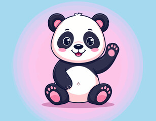 Cute Cartoon Panda – Flat 2D Kawaii Vector Illustration