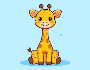 Cute Cartoon Giraffe &ndash; Flat 2D Safari Animal Vector Illustration