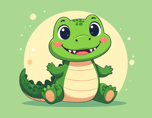 Cute Crocodile Cartoon – Flat 2D Vector Illustration