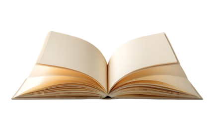 Open Blank Book Isolated on Transparent Background