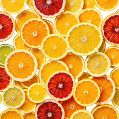 Fototapeta premium Citrus slices Orange, lemon, grapefruit background texture, vibrant colors