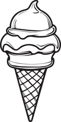 Delicious ice cream cones and cups minimal monochrome illustration