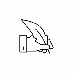 hand holding quill icon sign vector