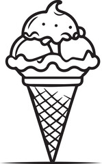 Delicious ice cream cones and cups minimal monochrome illustration