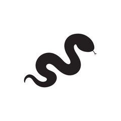 Black cute snake silhouette vector flat illustration design on white background
