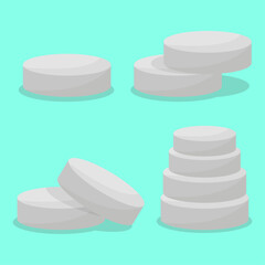 White medicine pills tablets set for illness Medicine elements