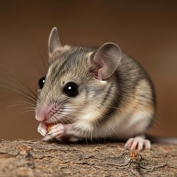 Deer Mouse Portrait - Close-up of a Wild Rodent Eating.