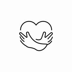 hands hugging heart icon sign vector