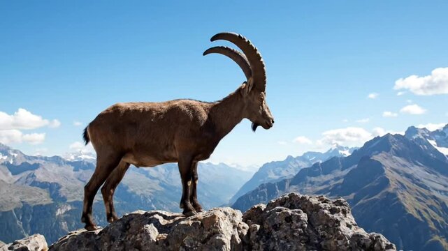majestic alpine ibex on a rocky mountain peak
