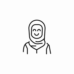 smiling woman hijab icon sign vector