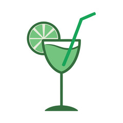 Green cocktail with lime and straw