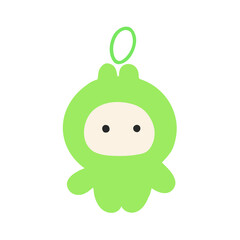 明るい緑のマスコットキャラクターのぬいぐるみアイコン素材｜推し活やファン活動に使えるかわいいイラストデザイン
