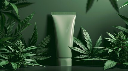 A photo of a cannabis lotion tube with sleek