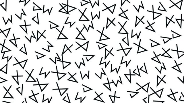 Repeating pattern of black triangle and w shapes perfect for graphic designs, backgrounds, textiles, packaging, and print products.