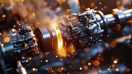 A photo of a car engine being worked on.