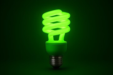 Glowing green energy-efficient light bulb