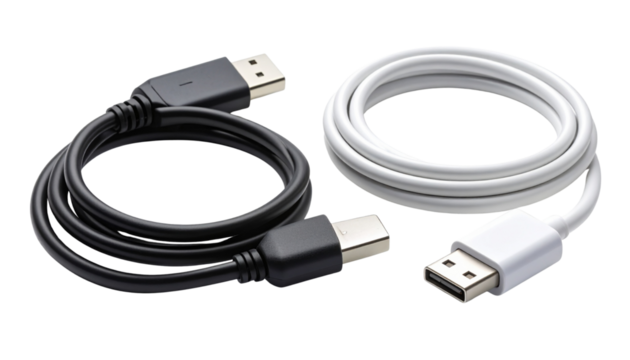Charging Cables and Plugs Duo – isolated on transparent background