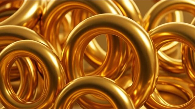 Golden rings rotating in seamless chain pattern