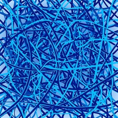 Entangled Blue Lines - A Chaotic Yet Captivating Abstract Design.