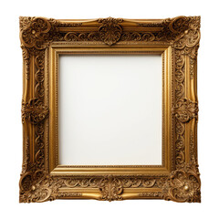 Ornate golden frame with carved floral accents and blank white canvas