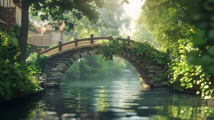 A photo of a charming bridge crossing a river.