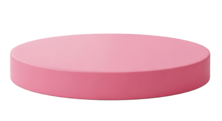 Thick round pink for product display podium. Isolated on transparent background, png