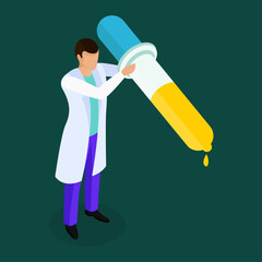 Scientist Holding Dropper Filled with Liquid for Scientific Research and Development
