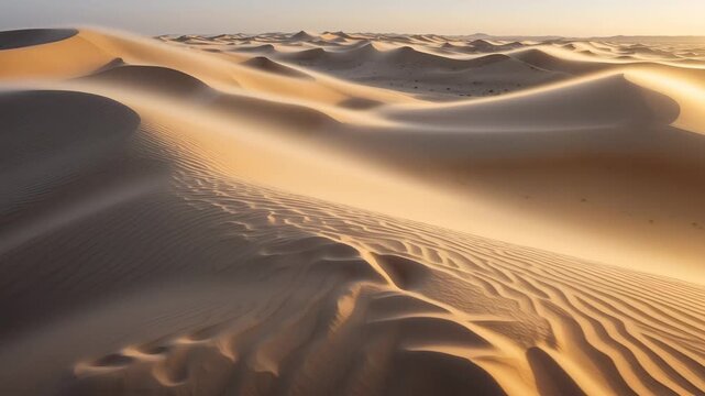 Mesmeric Desert Dunes: Wind-Sculpted Sand Grains Shimmering in Luminous Sunlight