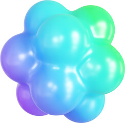 3D Playful colorful gradient rainbow shape, creative graphic abstract form isolated clipart. Render of geometric modern illustration