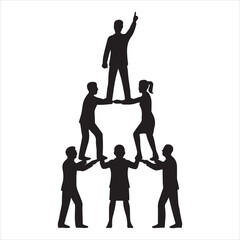 usiness teamwork pyramid success leadership support concept silhouette vector art