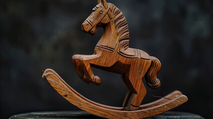 A photo of a classic wooden rocking horse.