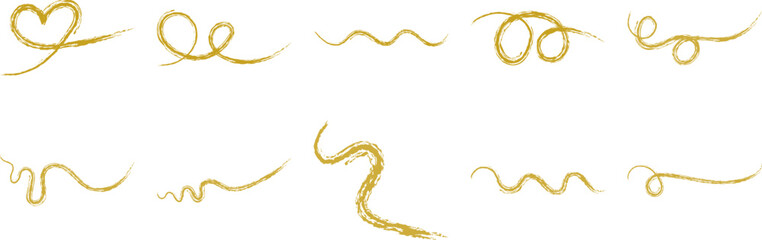Gold Decorative Line Flourishes Set– Elegant Swirls & Curves for Invitations & Design