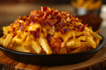 Loaded Cheese Fries with Crispy Bacon Bits and Melted Cheddar