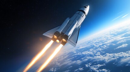 Rocket launching into the vast outer space