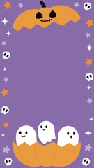 Cute Ghost and Pumpkin Vertical Halloween Story Frame