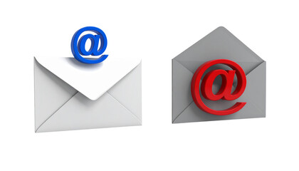  Email Envelopes with @ Symbol Duo &ndash; isolated on transparent background