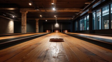 Empty Bowling Lane with Spotlight and Moody Atmosphere