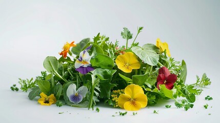 A photo of a fresh garden salad with edible