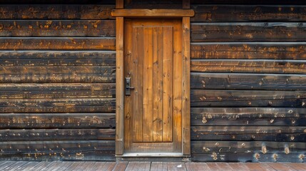 A photo of a freshly installed wooden door with hardware.