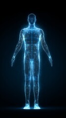 full human body. Medical technology. Holographic.