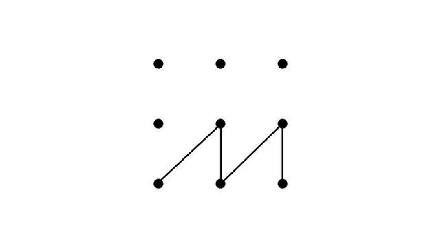 Security lock and unlock pattern icon animation on white background.Lock to pattern icon showing a secure unlock motion animation.Draw pattern unlock animation with a satisfying snap.