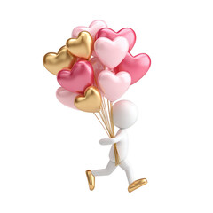 HeartShaped Balloons and Figure Illustration