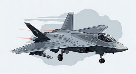 F-35 Lightning II Fighter Jet Illustration in Flight.