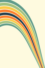 Retrofuturism poster design in trendy retro line style. Modern art poster retro vintage style 70s stripes background template lines shapes vector design.