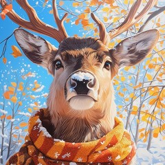Majestic Deer in Winter Wonderland