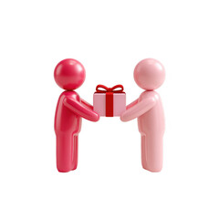 3D Figures Exchanging a Gift